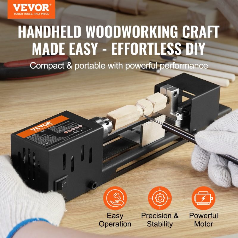 Vevor Mini Hout Daaribank Machine - Compact - Zwart - Incl. Beitels - Afbeelding 8